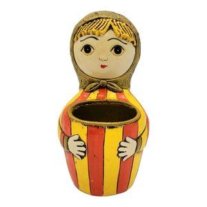 Vintage '60s papier mâché head vase holder planter Pride Creations